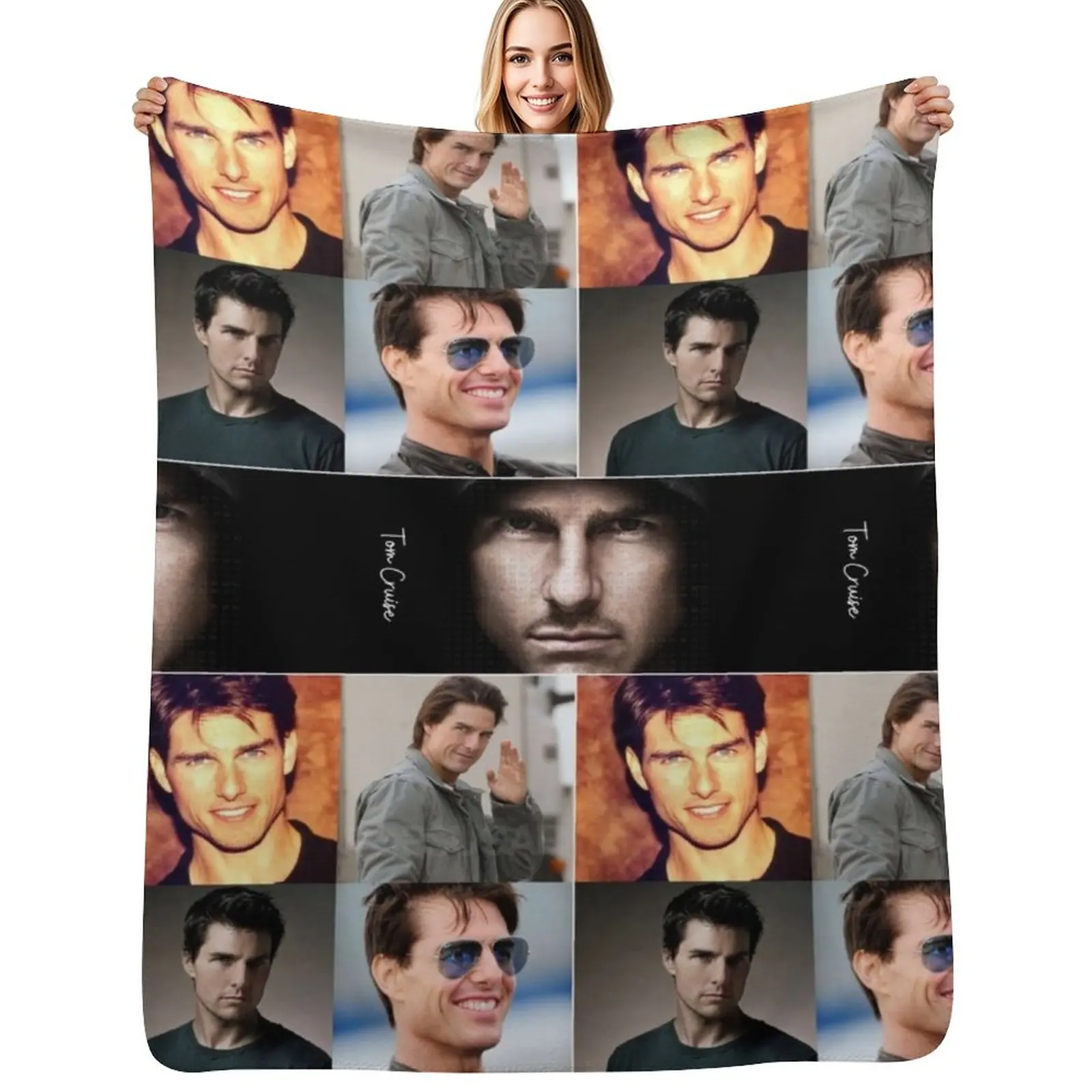 Tom Cruise Handsome American actor Super Cool Aesthetic Collage - 1 Throw Blanket Soft Beds Soft Blankets