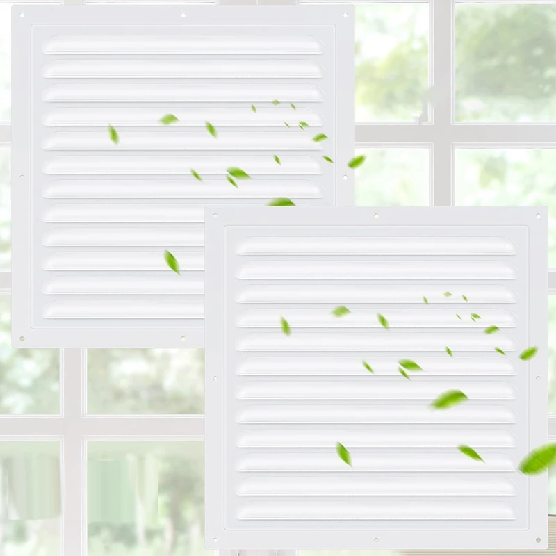 

2 шт. Вентиляционные решетки для чердака, алюминиевые настенные вентиляционные отверстия, металлические вентиляционные решетки для сараев с сеткой, квадратные вентиляционные решетки-жалюзи - AT35