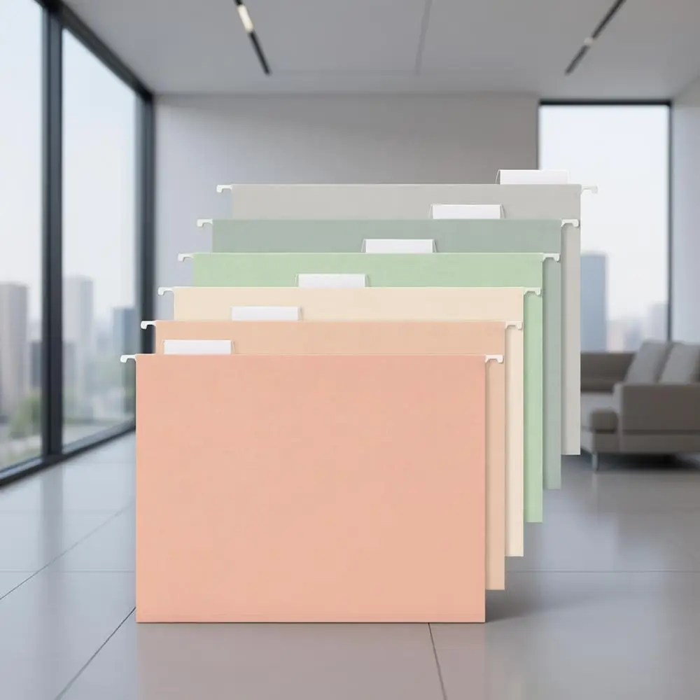 

6-Pack Letter Size Hanging File Holders with 1/5-Cut Tabs for Home and Office Paper Organization in Morandi Colors