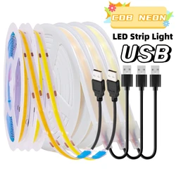 Neonowy pasek USB COB DC5V 320LEDs/M elastyczne światło dioda LED taśma wstążkowa IP20 IP67 wodoodporne zimne/naturalne/ciepłe białe podświetlenie TV