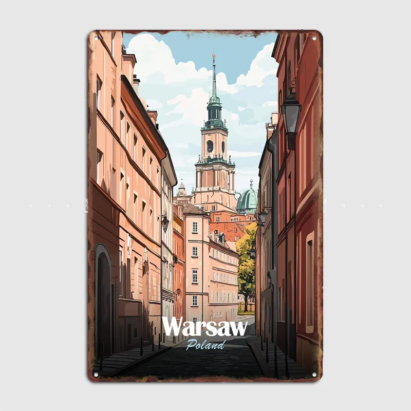 Warsaw, Poland City Scenery Poster Metal Sign Room Decor Life Wall Custom Bedroom Indoor Home Wall Decor Posters Room Decoration