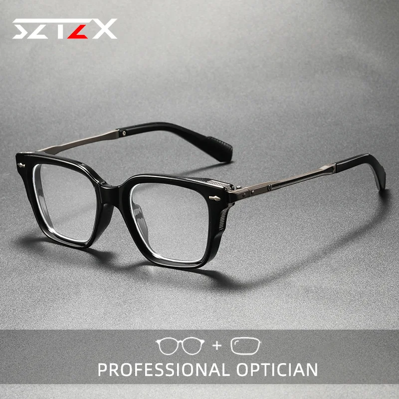 Lunettes de lecture optiques progressives carrées en TR90 à monture épaisse, anti-lumière bleue, durables et tendance SZTZX