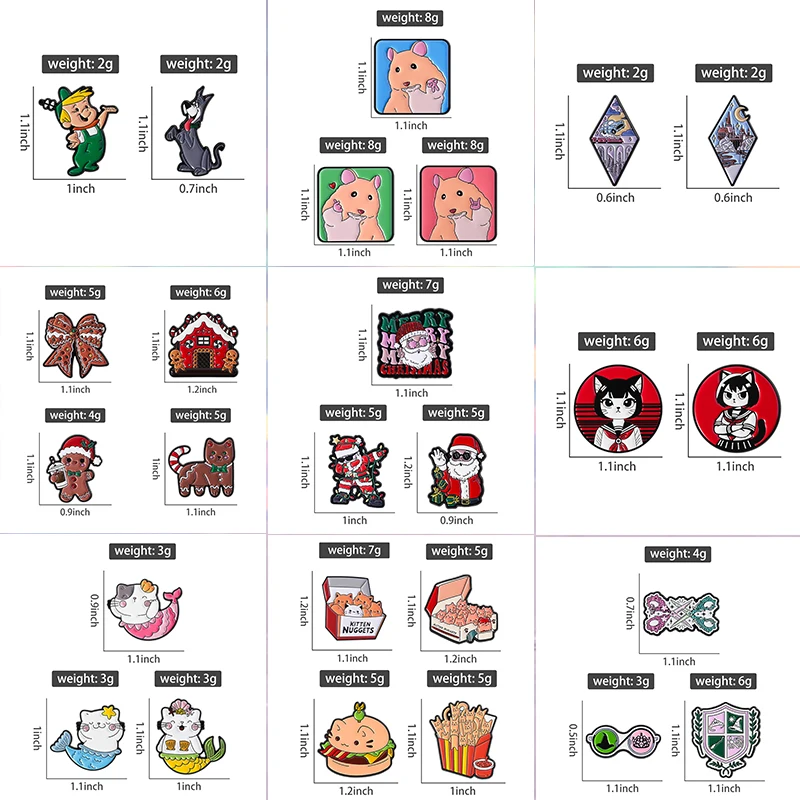 2-6pcs/set Fantasy Anime Movie Castle Enamel Pins Santa Claus Gingerbread Doll Cat Mermaid Brooches Badge Jewelry Friend Gift