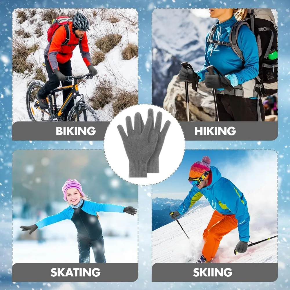قفازات شتوية دافئة محبوكة سميكة للرجال والنساء، أزواج قفازات سحرية مناسبة للبالغين من الجنسين