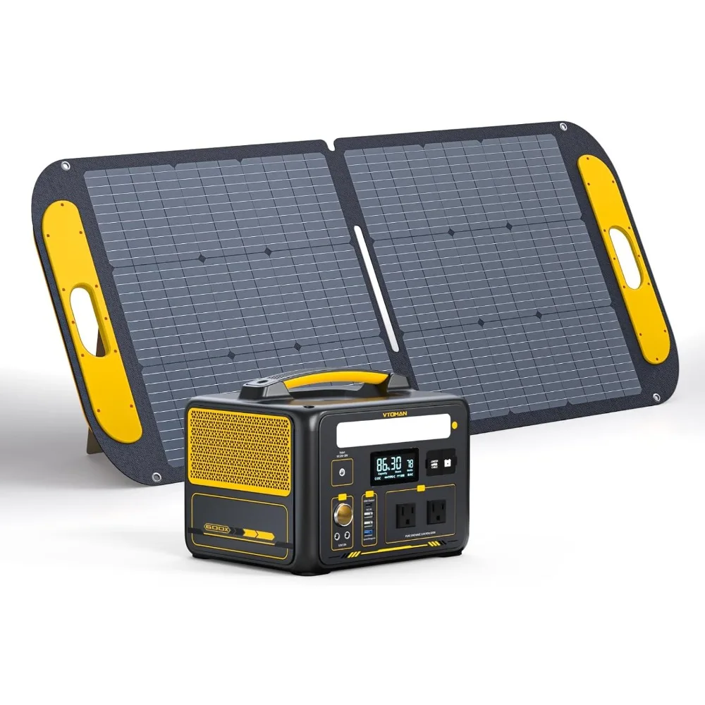 600W Solar Generator with Panels Included, 299Wh Durable Portable Power Station with Up To 1200W AC Outlet, Jump Starter, 12V DC