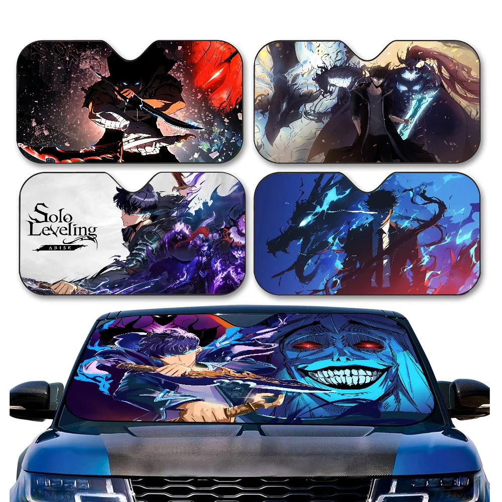 Anime Solo Levelin Car Windshield Sun Shade Foldable Car Front Covers Sunshade For Car Accessories Blocks Uv Rays