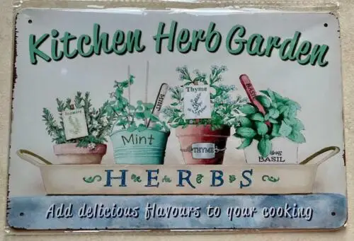 KITCHEN HERB GARDEN METAL SIGN MAN CAVE COOKING KITCHEN CAFE PUB 20x30cm