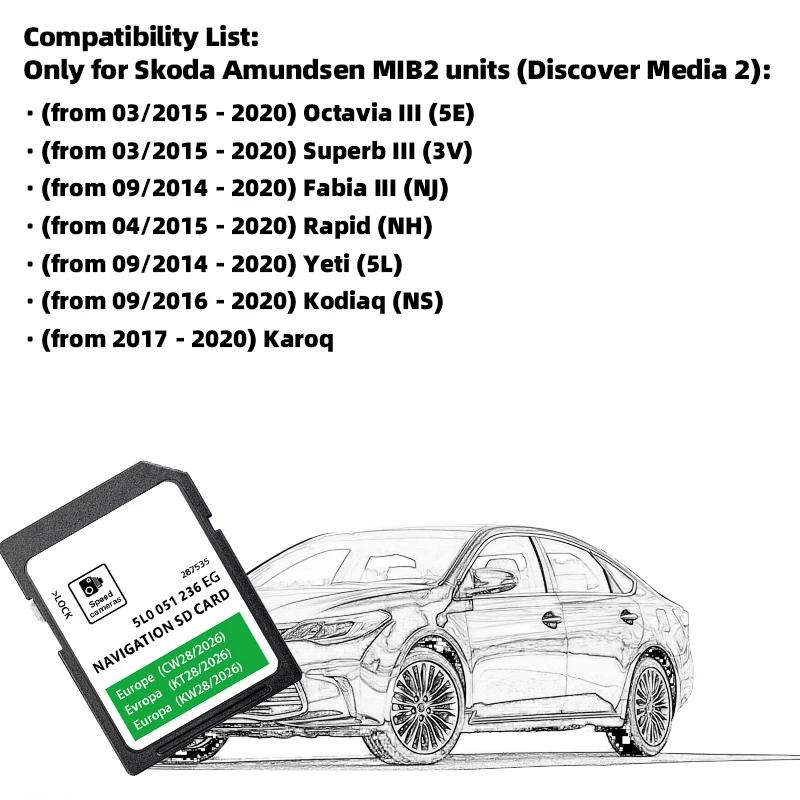 Mới Cho Skoda VW Như V15 2023-2024 32GB MIB2 Amundsen (Khám Phá) phương Tiện Truyền Thông Navi SD Thẻ Châu Âu Anh GEN2