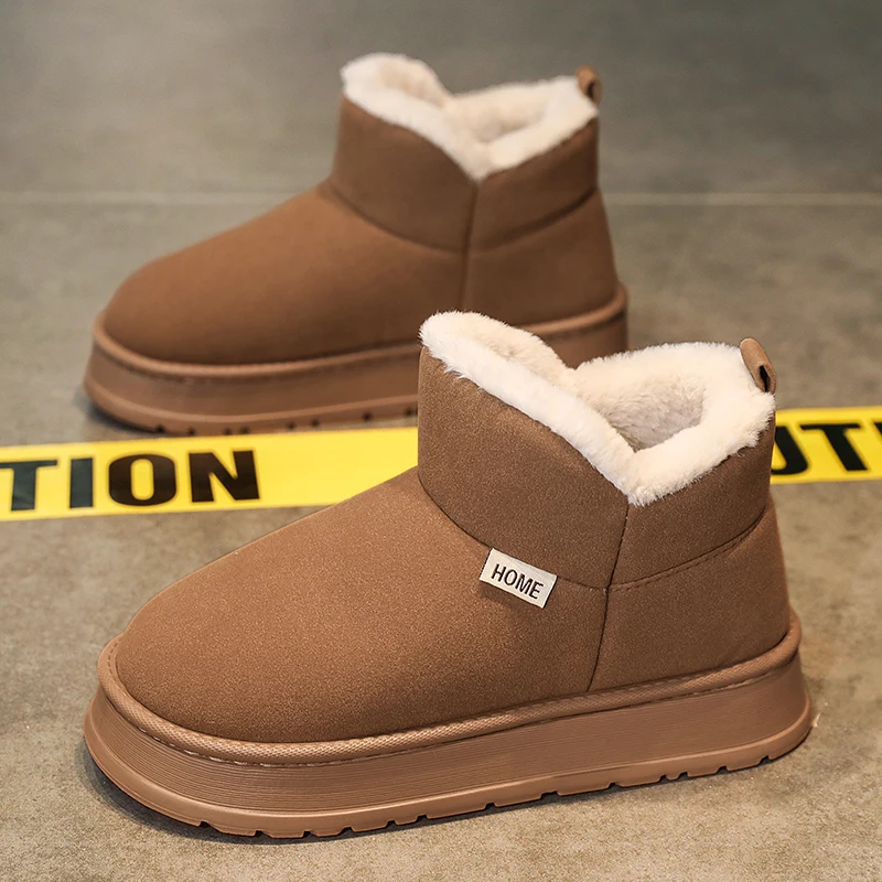 

Couple Snow Boots Thick Plush Platform Warm Casual High Quality Cotton Retro Ankle Boots Winter Non Slip Comfort Walking Shoes