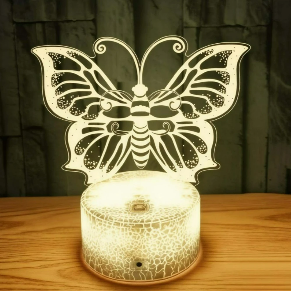 Nighdn 3D Illusion Night Light Butterfly LED Desk Lamp 7 Color Changing Home Bedroom Decor Birthday Holiday Gift For Girls Kids