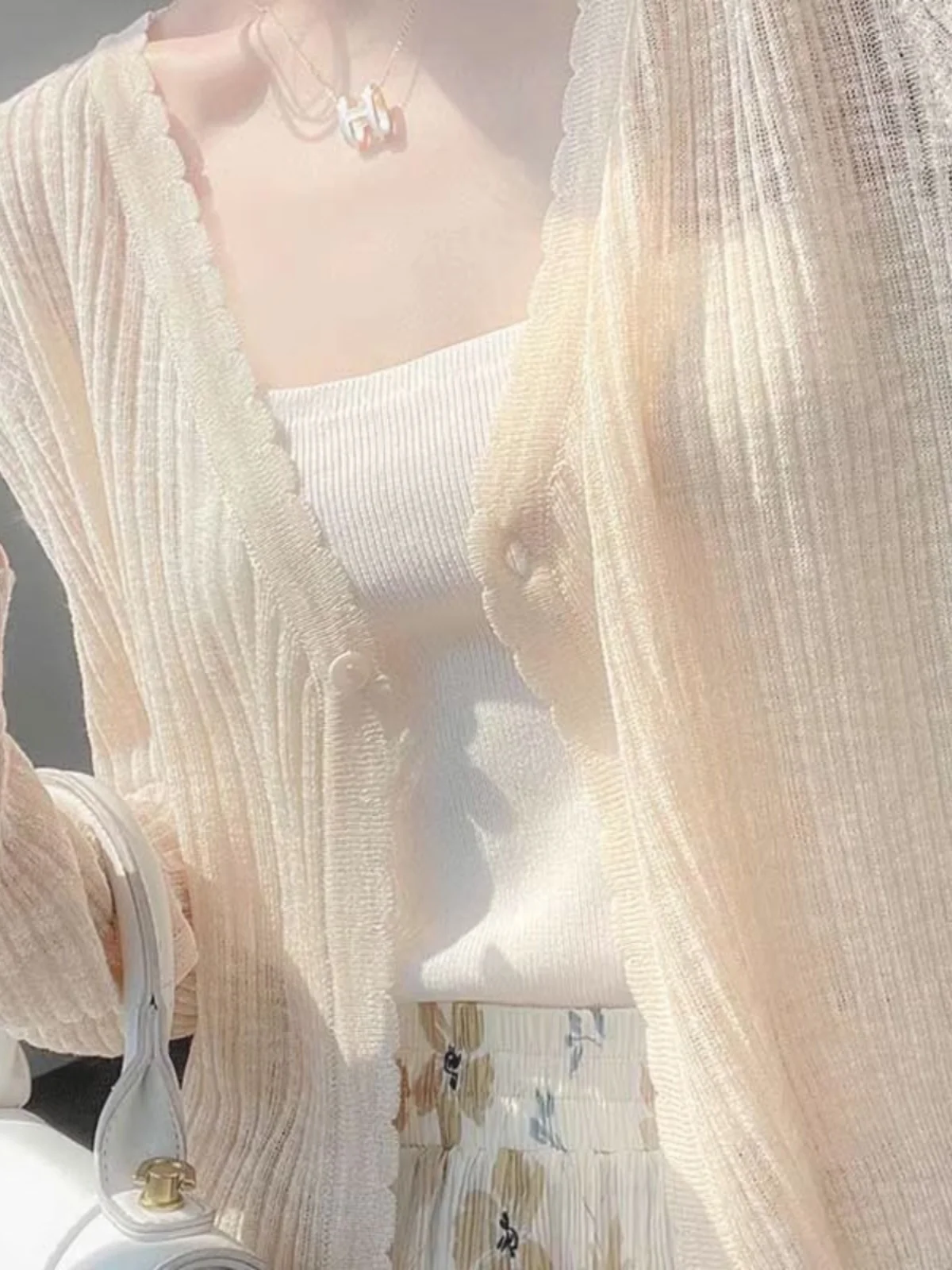 

Легкий летний кардиган из вискозы Ice Silk с защитой от солнца, женский жилет-накидка на плечи, топ в стиле феи