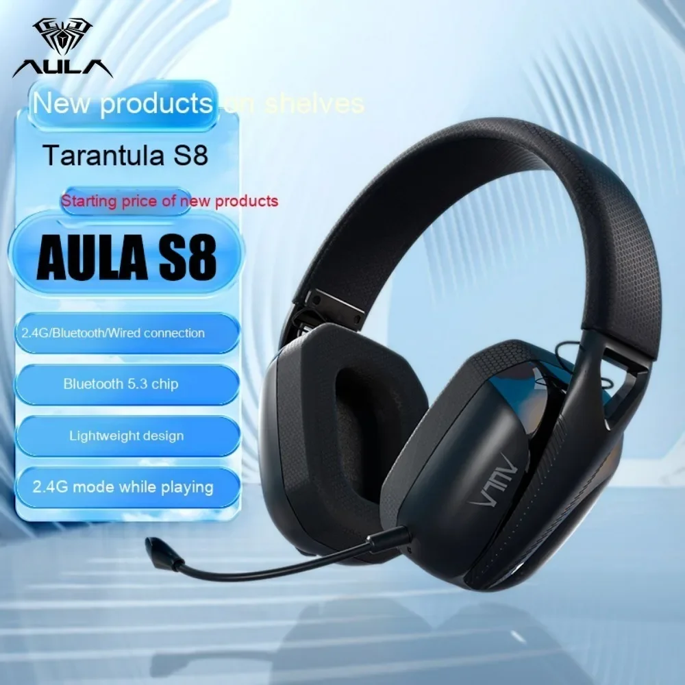 

AULA S8 Wireless Bluetooth Headphones Bluetooth Headset Esports Computer Tri-mode Lightweight with Mic for PC Laptops Gaming