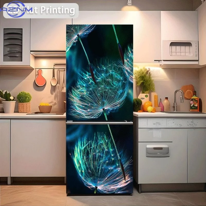 [2D Flat Printing] 1pc Refrigerator Sticker Dandelion'S Dreamy Light And Shadow Themed Scene Wall Sticker Decoration Wallpaper