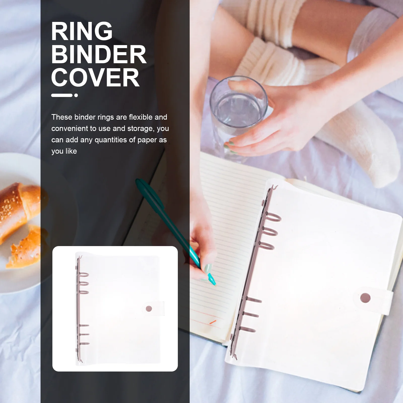 Notebook Round Rings Transparent Cover For Office School Stationery Loose Leaf Mini Binder Book Clip Ring Flexible Binder