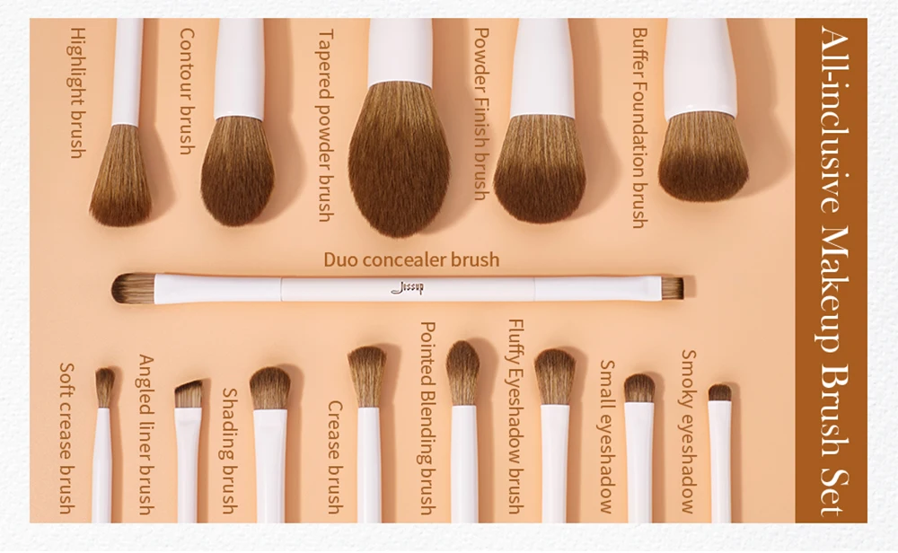 Jessup Makeup Brushes 14pc Makeup Brush Set Synthetic Foundation Brush Powder Contour Eyeshadow Liner Blending Highlight T329