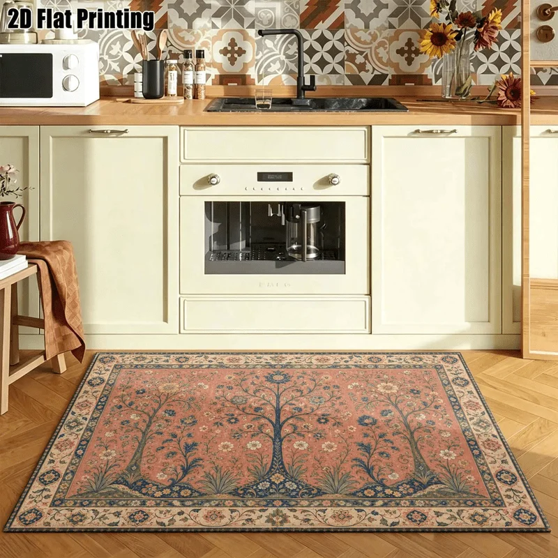 1Pc European Palace Retro Floral Carpet, Machine Washable, Warm Home Decoration, Suitable for Living Room, Bedroom, Entryway, Office, Corridor and Other Areas