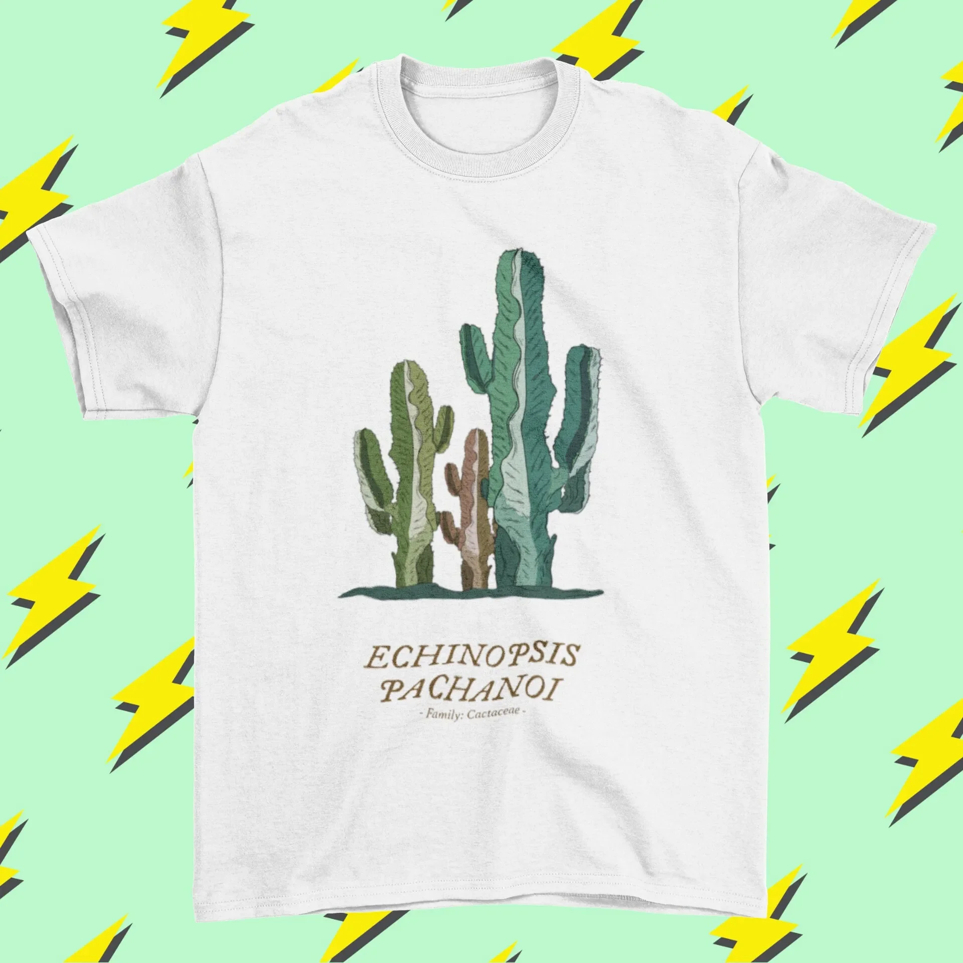 Cactus T shirt Succulent Cactaceae Plant 100 Cotton Drawing Retro Vintage