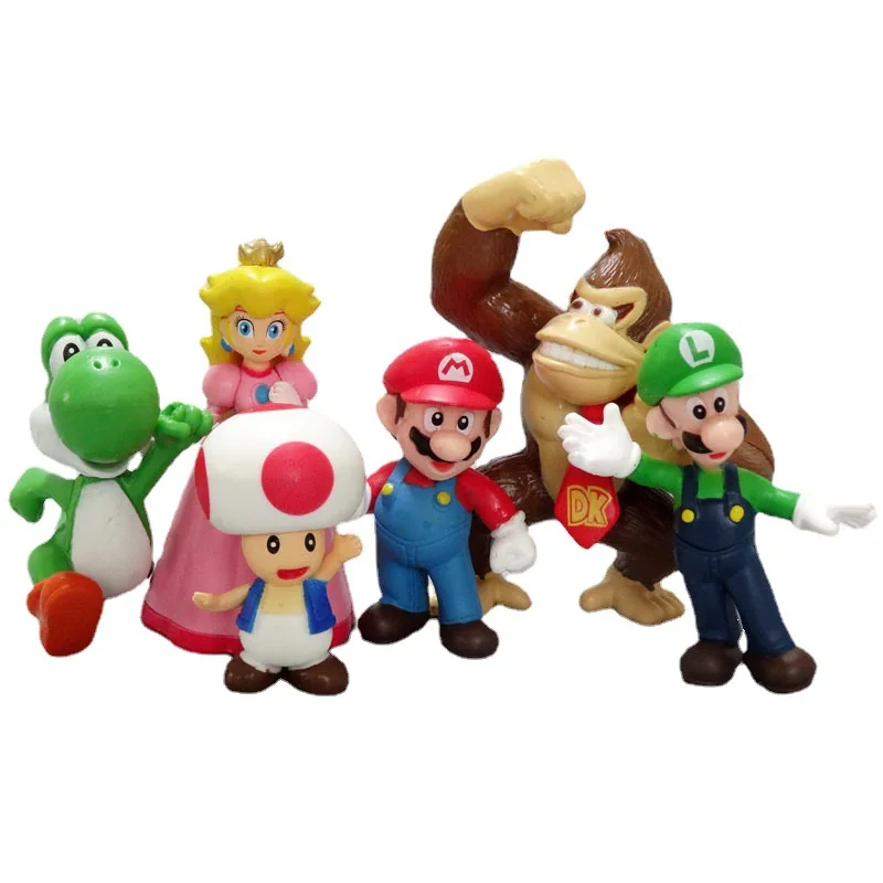 

HOT Selling 6pcs Mario SuperMario Dinosaur Doll Handmade Models Cake Decorations Car Ornament Boy Birthday Gifts
