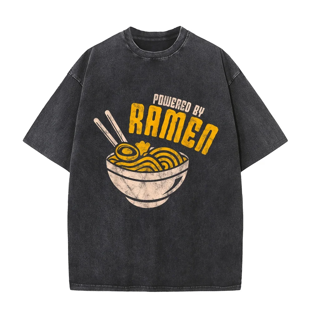 Powered By Ramen Japanese Love Anime Noodles T-Shirt Men's Clothing T Shirt Man Футболка Unisex Xl Cotton Tee Humor Men Summer