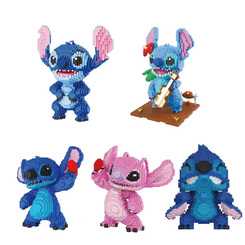 Guitar Stitch Series Diamond Building Block Micro Lilo & Stitch Figure Cute 3D Model Children For Mini Bricks Toys