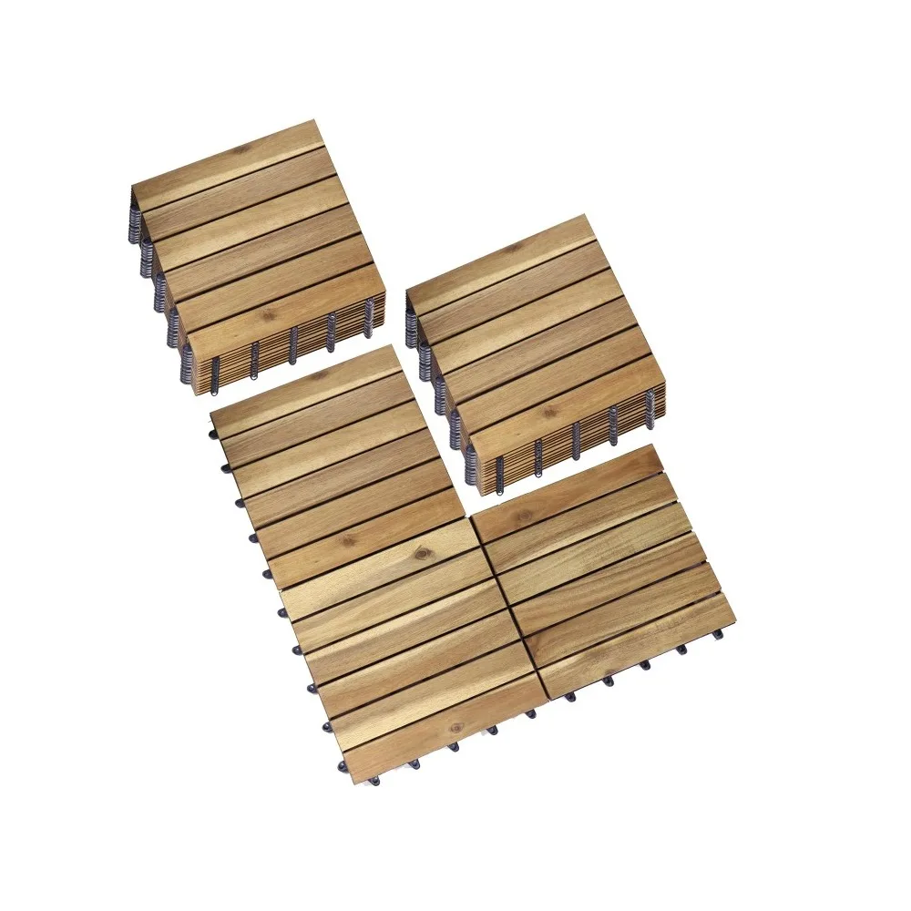 27 PCS Wood Deck Tiles, 12 Inch Patio Decor Waterproof Flooring for Outdoor Indoor, Composite Interlocking Balcony Tiles