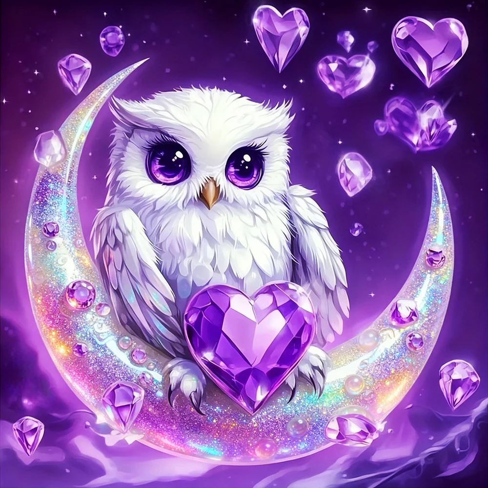 EverShine Diamant Stickerei Eule Mond Mosaik Herz DIY 5D Vollbohrer Diamant Kunst Malerei Kit Cartoon Tier Home Freizeit Geschenk