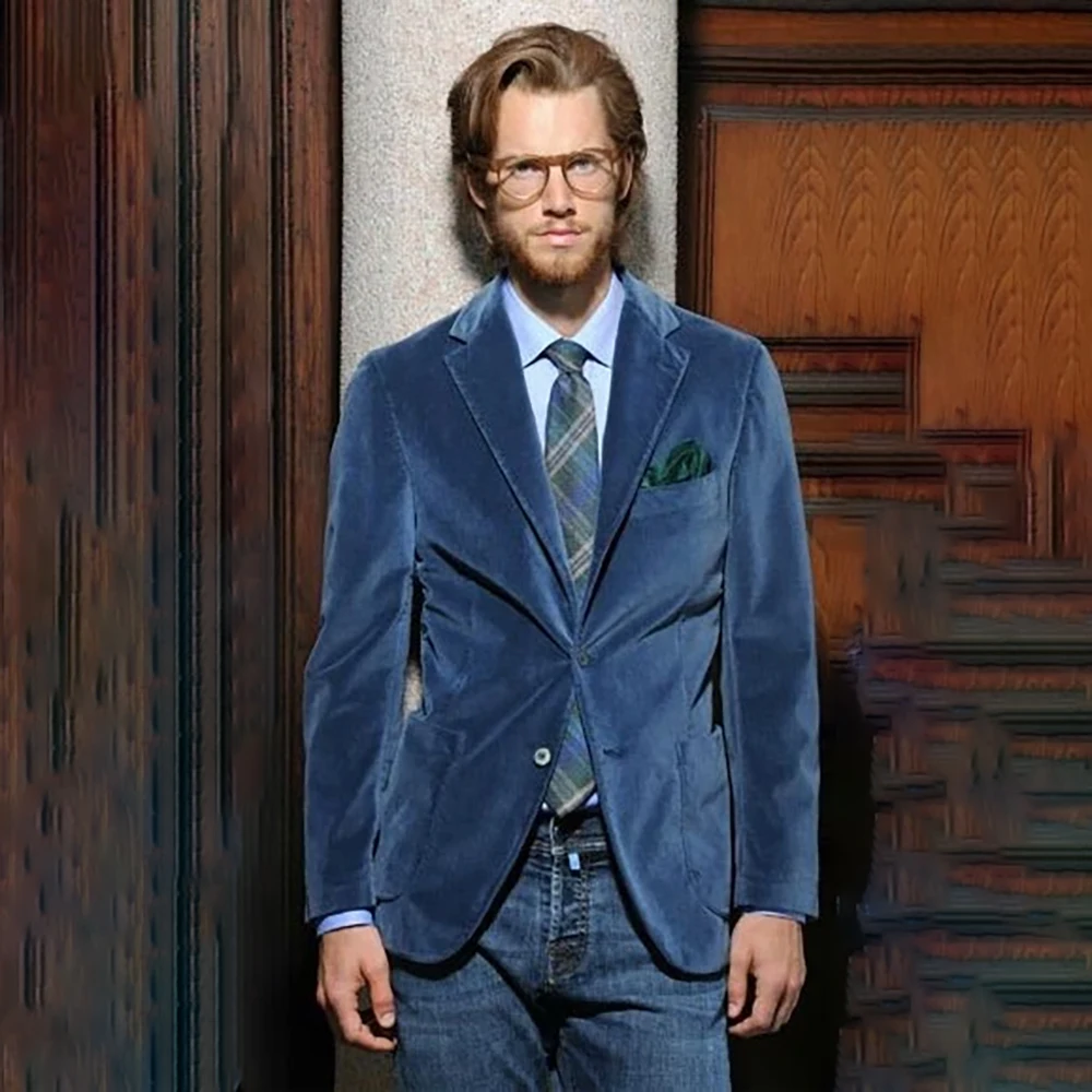 

Fashion Velvet Men's Suits Fashion Single Breasted Notch Lapel Slim Fit 1 Piece Blazer Customzied Casual Jacket Outfits Costume