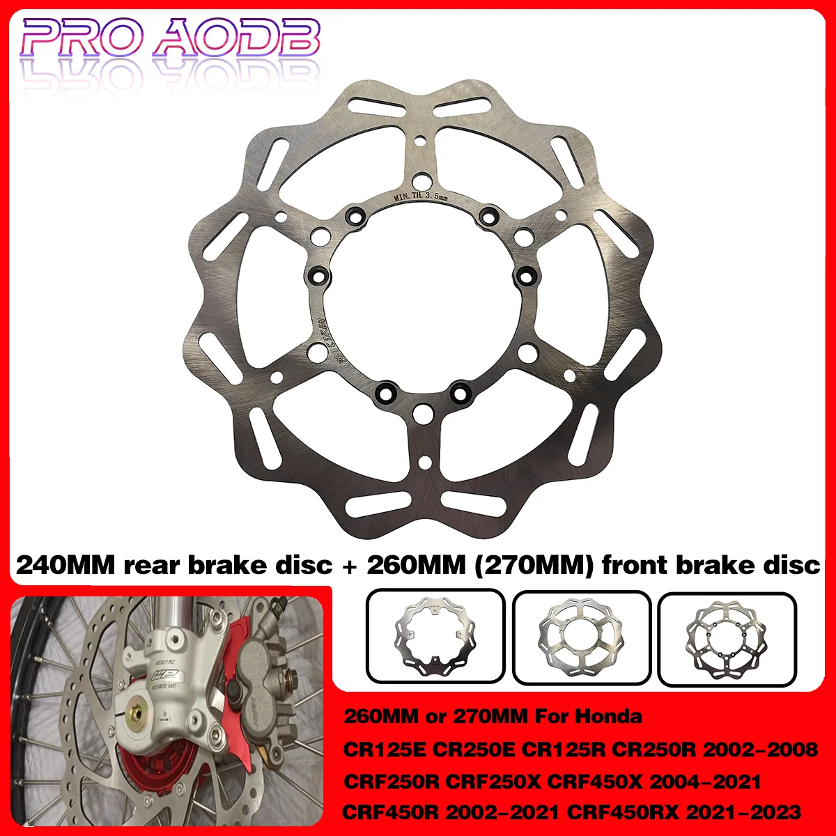 

For Honda CRF250X CRF450X 2004-2021 CRF 250R 450R 250RX 450RX CR125 250 Motorcycle 270mm 260mm 240mm Front Rear Brake Disc Rotor