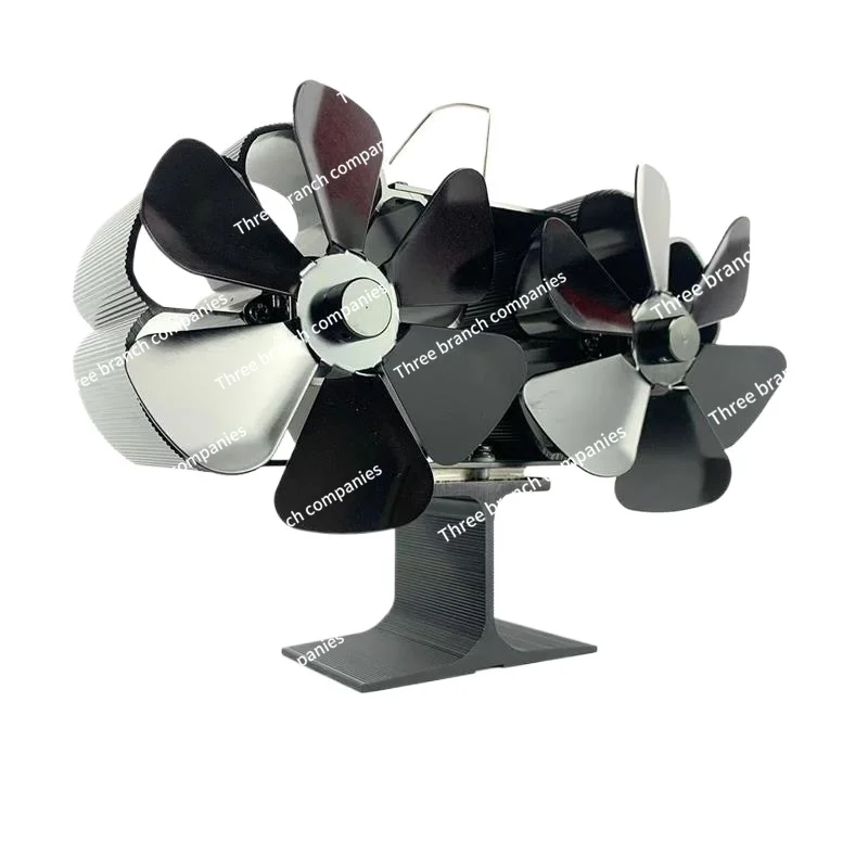 

2022 New 12-Leaf Double-Headed Fireplace Fan 6-Leaf Grass Thermal Power Fan