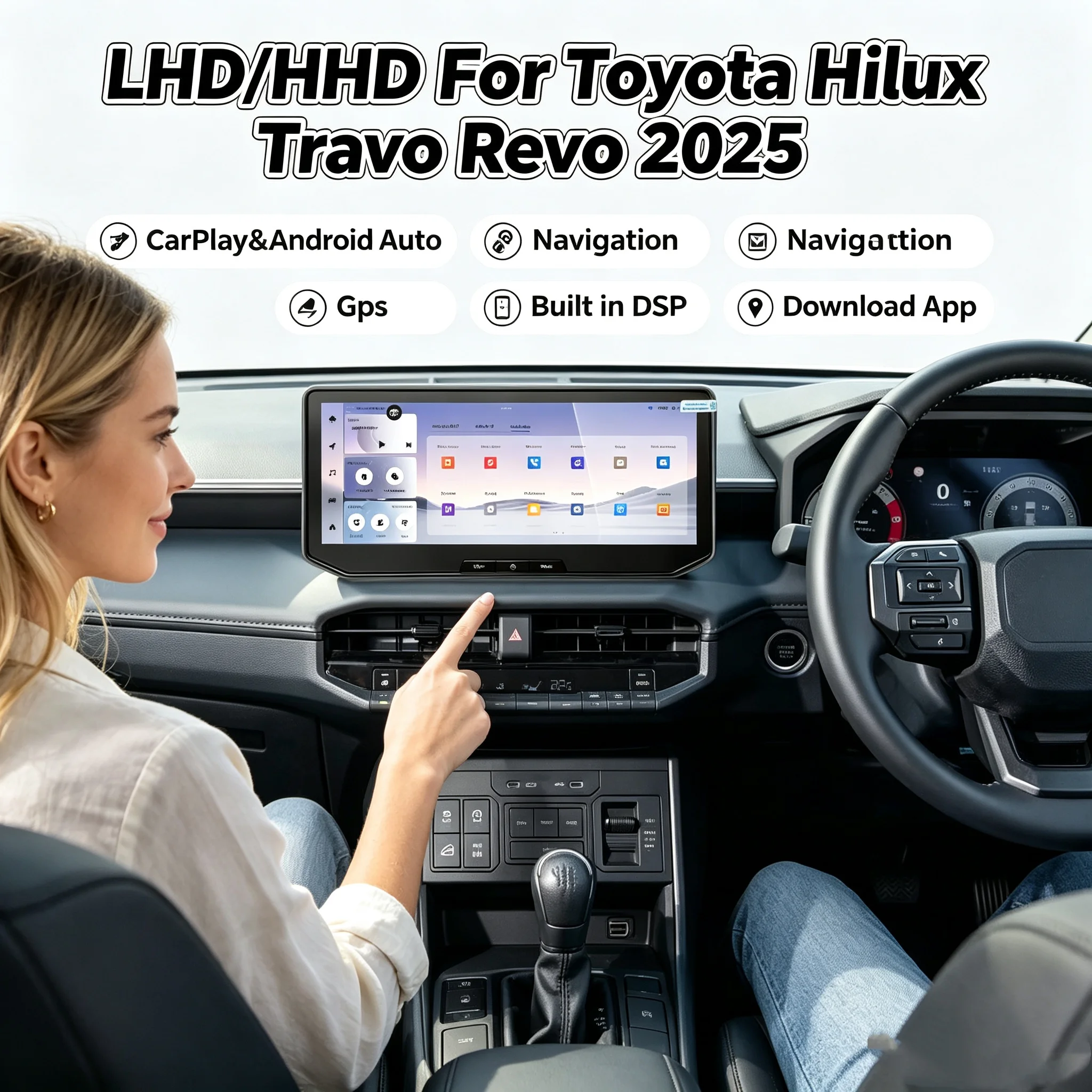 12.3'' Compatible With LHD/RHD Android 16 Car Radio For TOYOTA Hilux 2025 Multimedia Stereo Video Player GPS CarPlay WIFI