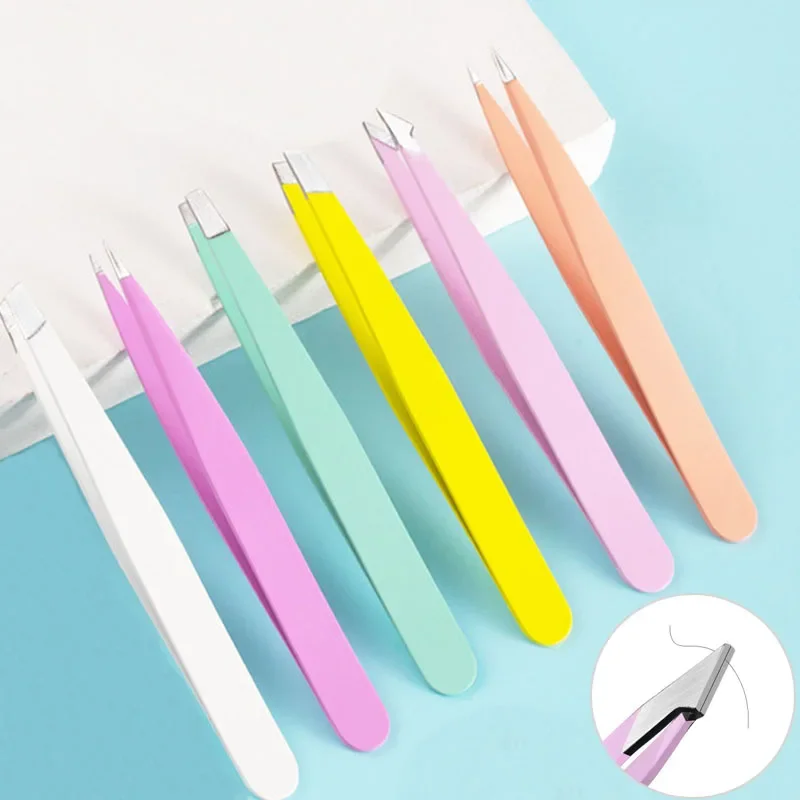 Beauty Tools Eyebrow Tweezer Stainless Steel Hair Removal Clip for Eyelash Extension Tweezer Colorful Professional Makeup