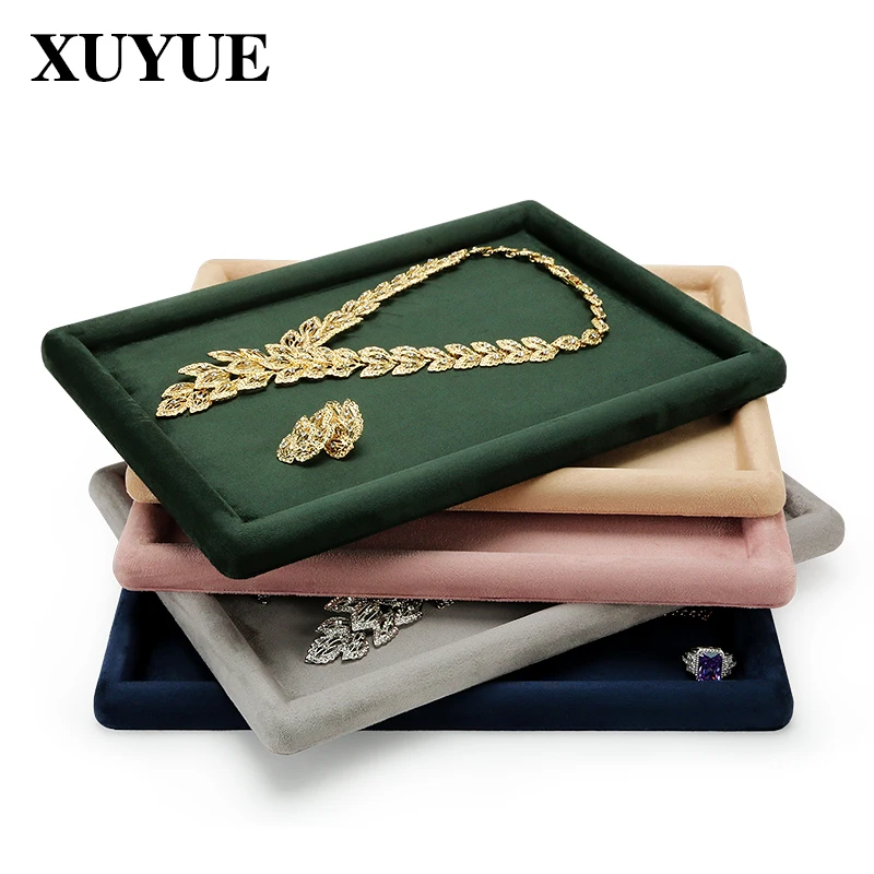 

New Jewelry Display Tray Velvet Leather Jewelry Viewing Empty Tray Ring Necklace Jewelry Box Viewing Tray