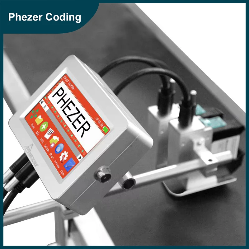 

Phezer PX2 Label Printer Online Inkjet Printer QR Bar Batch Code Date Number Logo Expiry Date 25.4mm TIJ Thermal Office Computer