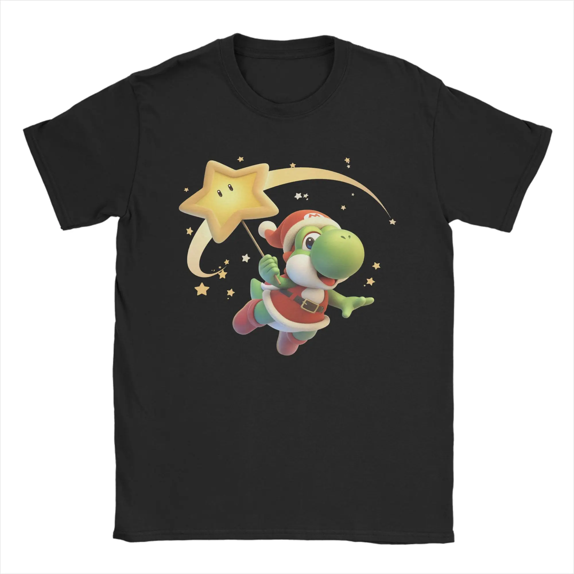 

Мужская рождественская футболка с героями мультфильмов «Супер Мариос Йоши», хлопковая одежда, винтажные футболки с короткими рукавами и круглым вырезом, идея подарка, футболки