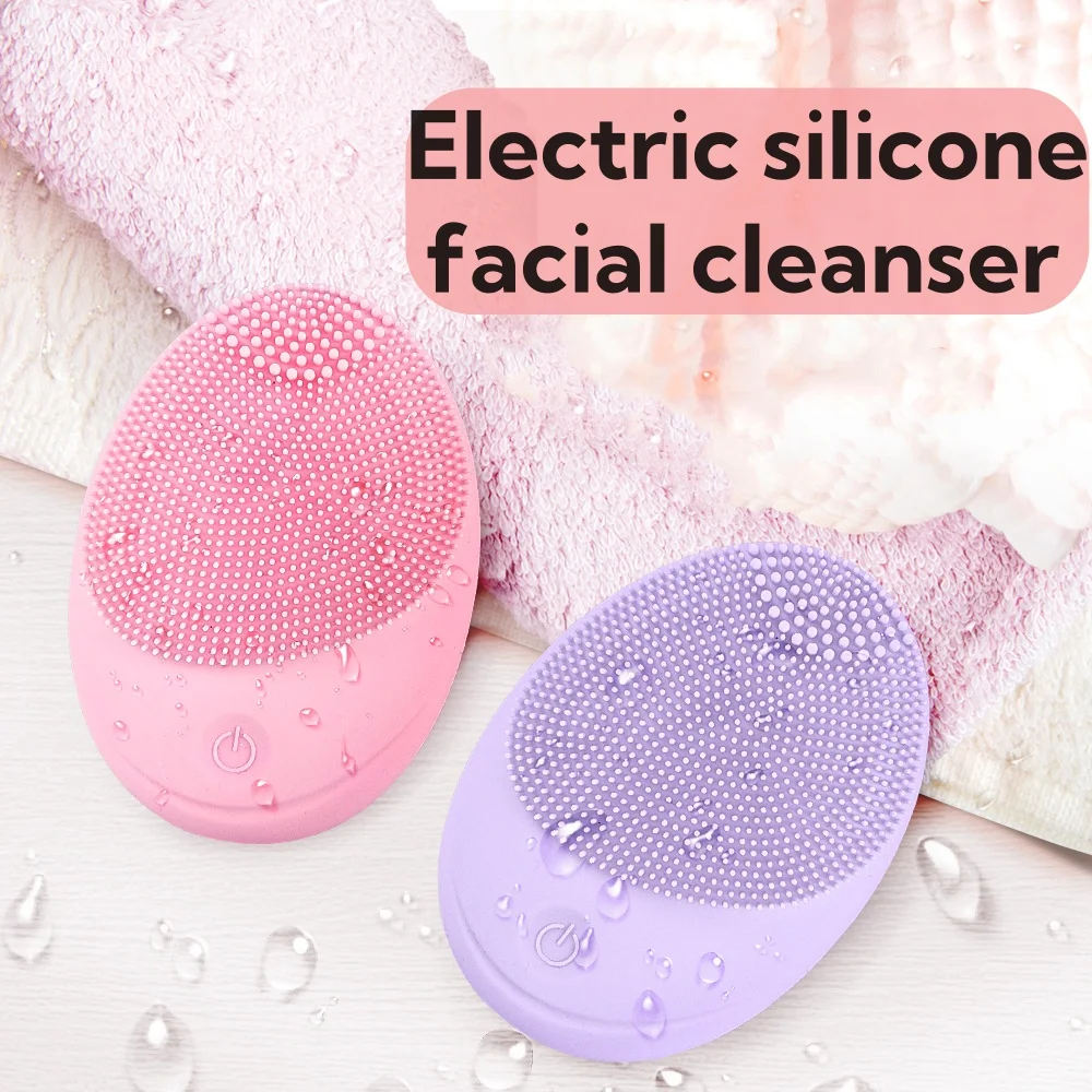 1 caixa de silicone elétrico limpador facial beleza escova facial massageador cabelo macio limpador ultrassônico vibração alta frequência