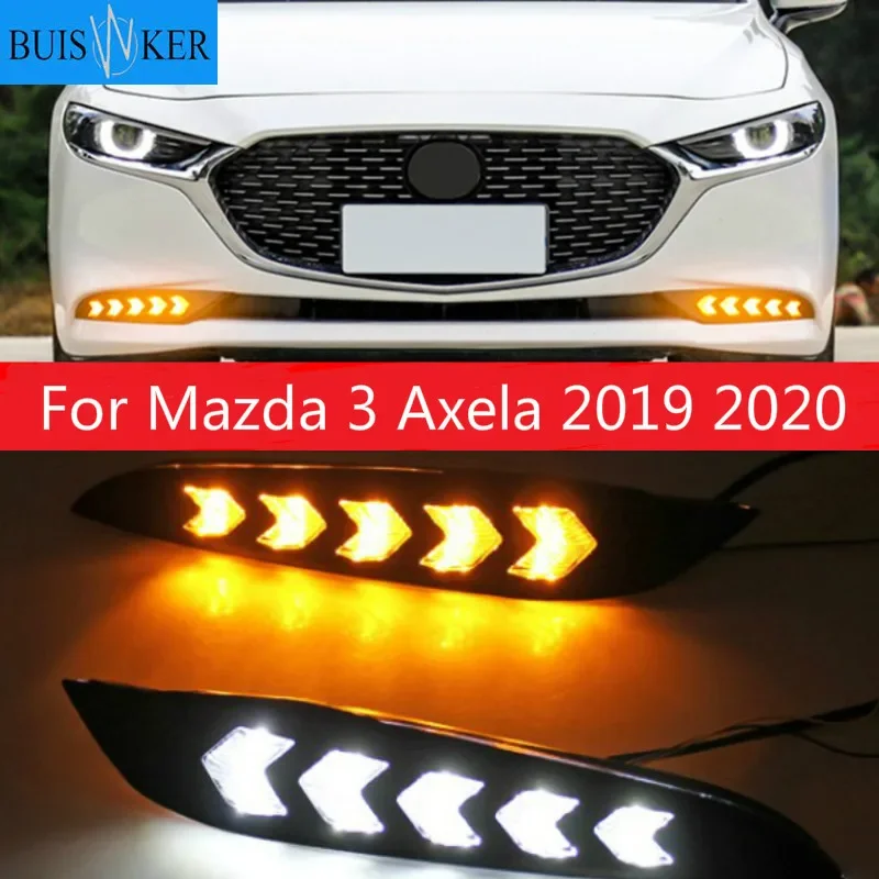 

Светодиодный дневной светильник для Mazda 3 Axela 2019 2020 Водонепроницаемый 12V желтый индикатор сигнала поворота светильник задний бампер противотуманный фонарь светодиодный дневные ходовые огни