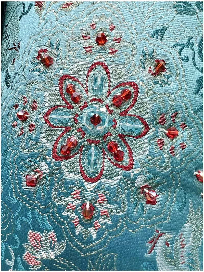 2026 Spring Chinese Style Elegant Jacquard Embroidery Heavy Industry Beading Round Neck Long Sleeve Short Jackets Coat for Women