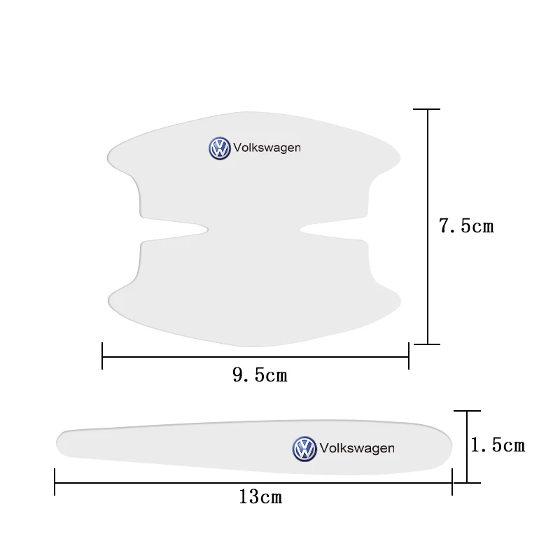 8szt Naklejki na klamki samochodowe Przezroczysta folia ochronna do Volkswagen GTI Passat Polo Magotan Golf R-Line Jetta R Tiguan Tharu