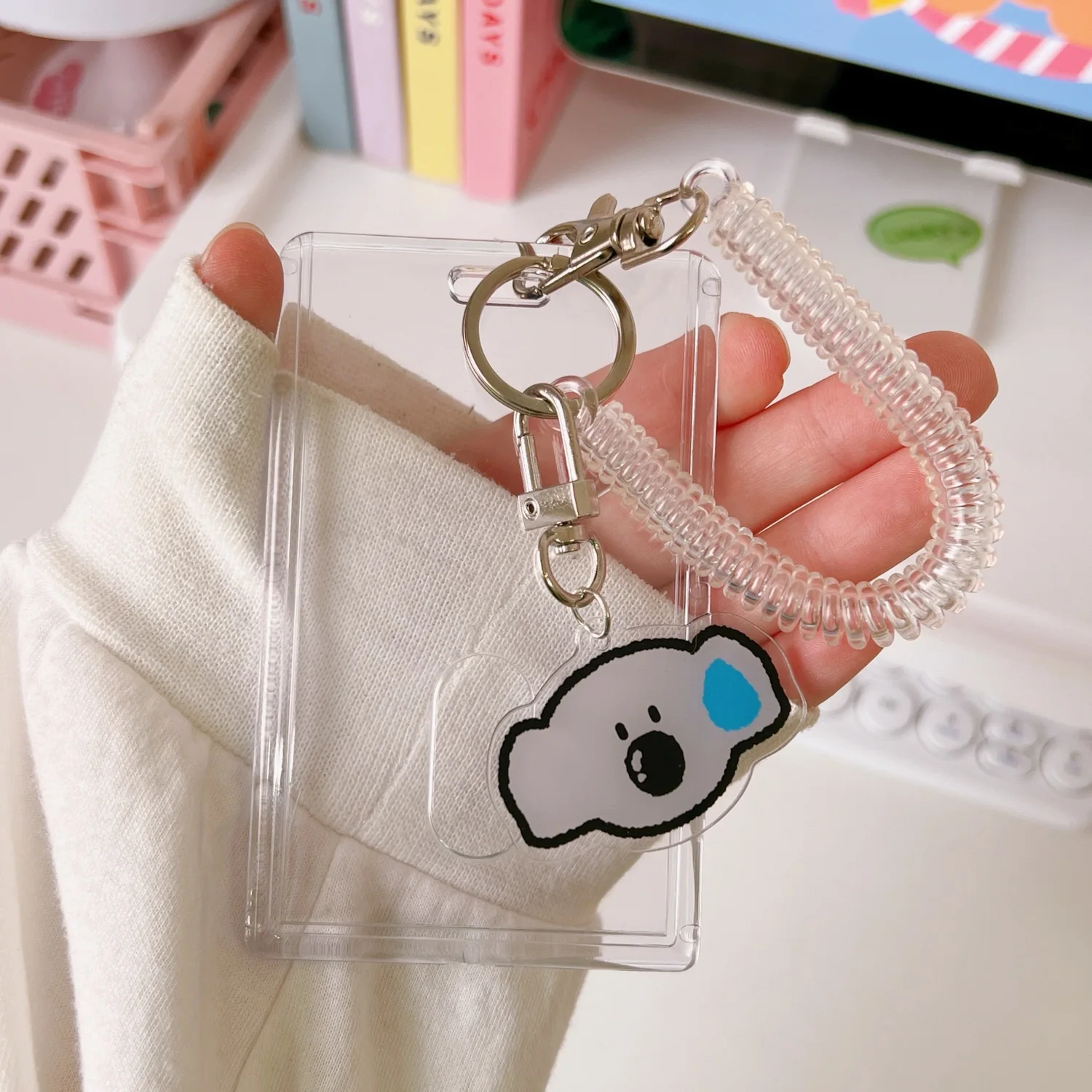 Kawaii Acrylic Photocard Holder Transparent 3 Inch Kpop Photocard Photo Protector Holder Idol Photo Sleeves Pendant Keychain