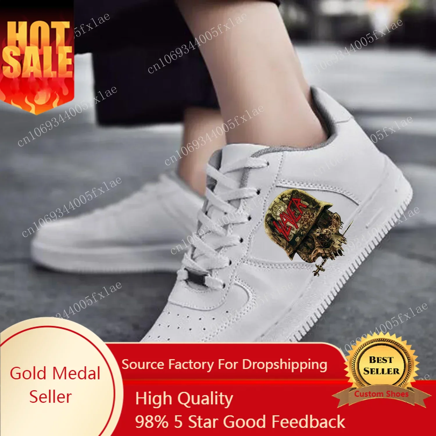 Slayer Band AF Basketball Mens Womens Sports Running High Quality Flats Force Sneakers Lace Up Mesh Customized Made Shoe White