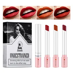 4 Colors Cigarette Lipstick Set Matte Lip Gloss Long Lasting Lip Glaze Waterproof Lip Stick Tube Nude Lip Tint Makeup Cosmetics