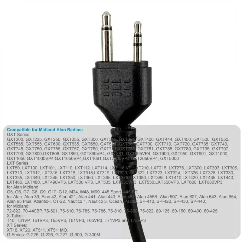 Tactical U94 PTT Adapter Push-to-Talk Headset Radio Connector for Midland LXT/GXT/XT/X-Talker Series LXT500VP3 LXT600VP3 GXT1000