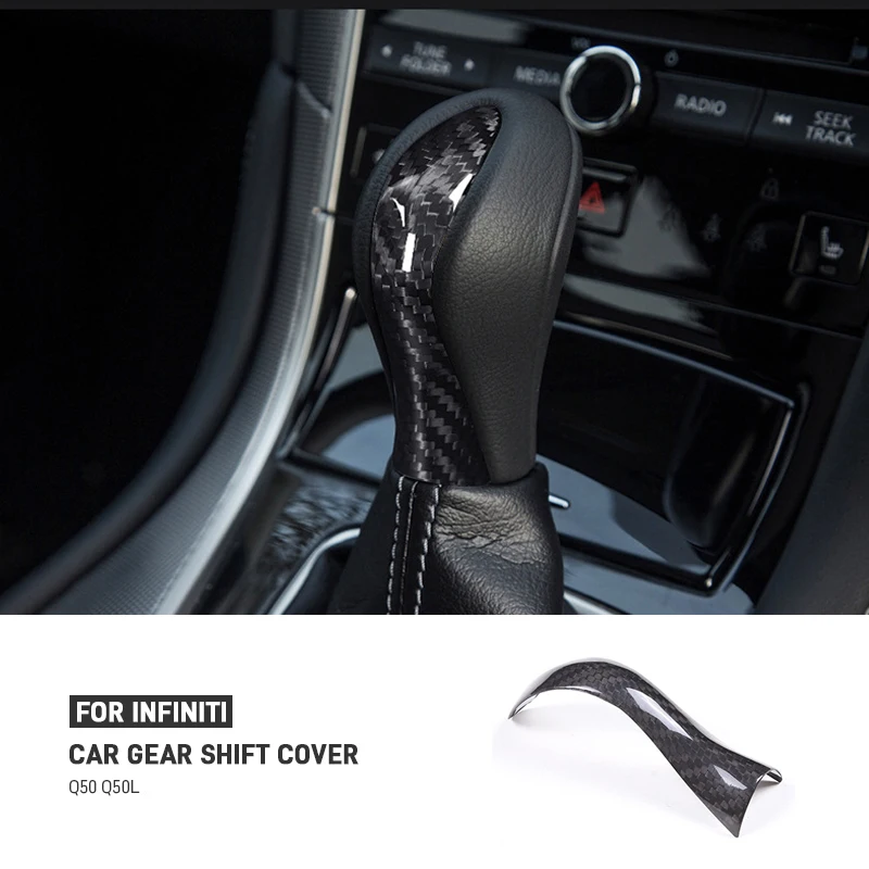 

Car Carbon Fiber Central Control Gear Shift Knob Trim Cover Sticker Accessories For Infiniti Q50 Q50L 2013 2014 2015 2016 2017