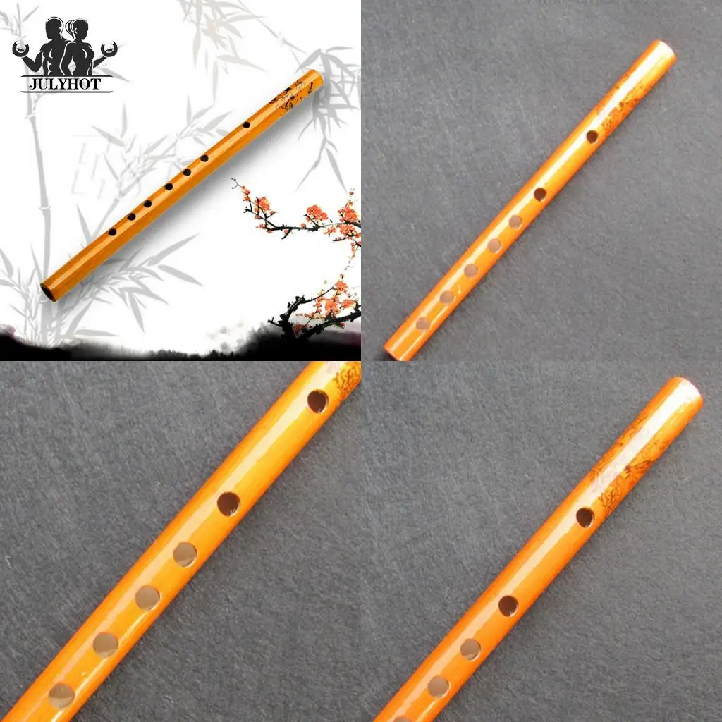 Chinese Traditional 6 Holes Bamboo Flute Vertical Flute Clarinet Student Musical Instrument Wooden Color