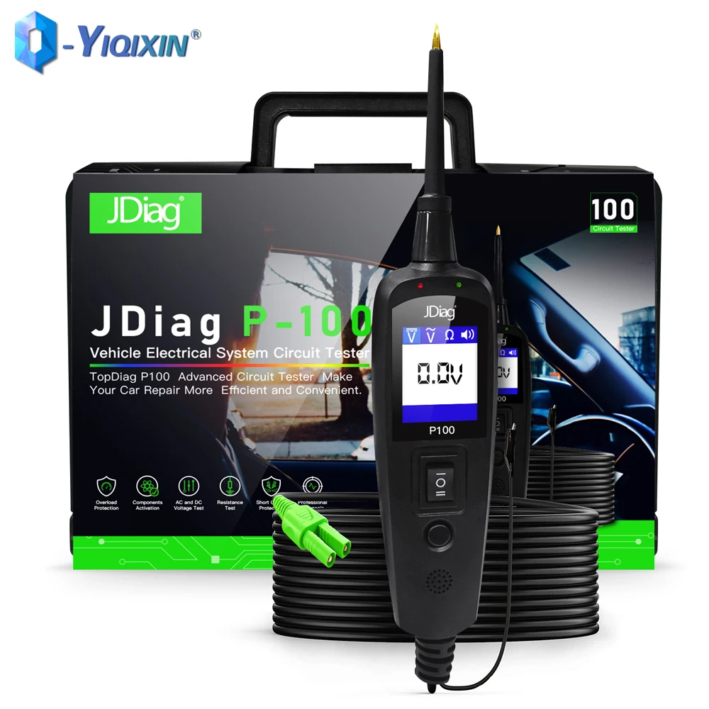 12V 24V Car Truck Diagnostic Tool For JDiag P100 Circuit Tester Voltage Detector Automotive Power Circuit Probe Kit Component 2m