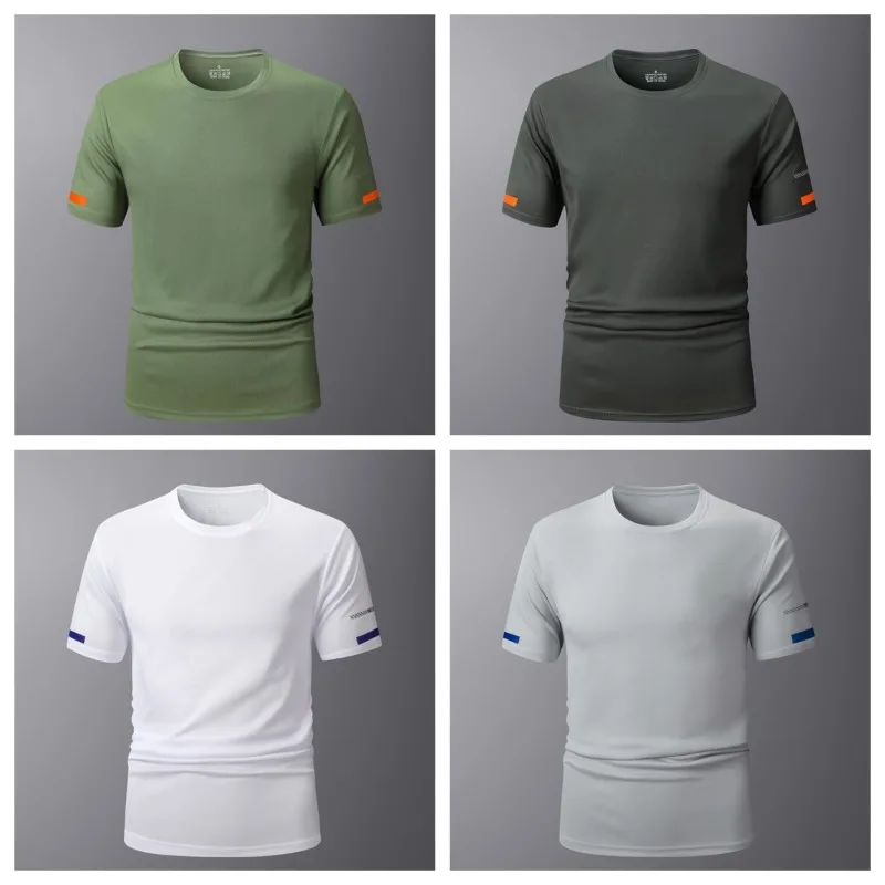 

Мужская футболка для бега на открытом воздухе, впитывающая пот, быстросохнущая, дышащая, летняя, спортивная, свободного кроя, с коротким рукавом