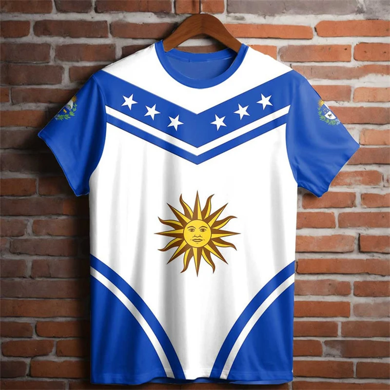 Uruguay Flag Pattern Men Women T-shirt Daily Casual Sports Oversized Gym Tops Uruguayan National Emblem 3D Print Tee Shirts Male