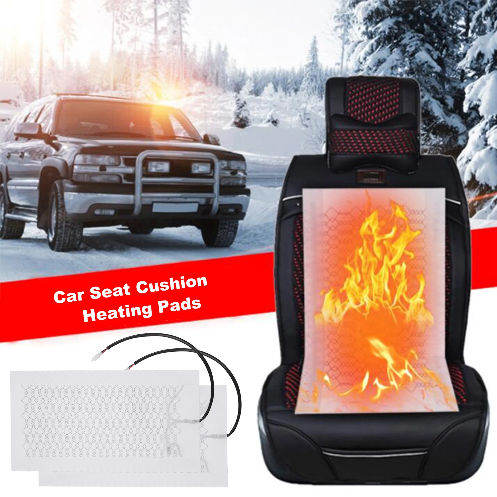 12V Carbon Fiber Seat Heater Kit for 2 Seats w/ High Low Temperature Switch Seat Cover Heated Pad Heating Cushion Warmer for Car