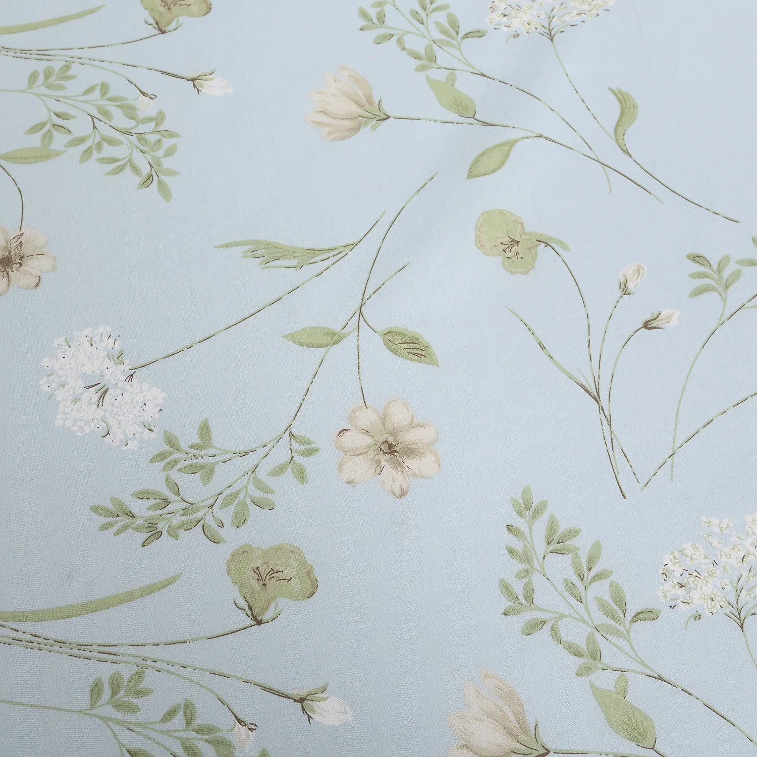 3pcs 600TC 100% Egyptian Cotton Duvet Cover Set, Light Blue Shabby Chic Floral, Soft Skin-Friendly (No Inserts)