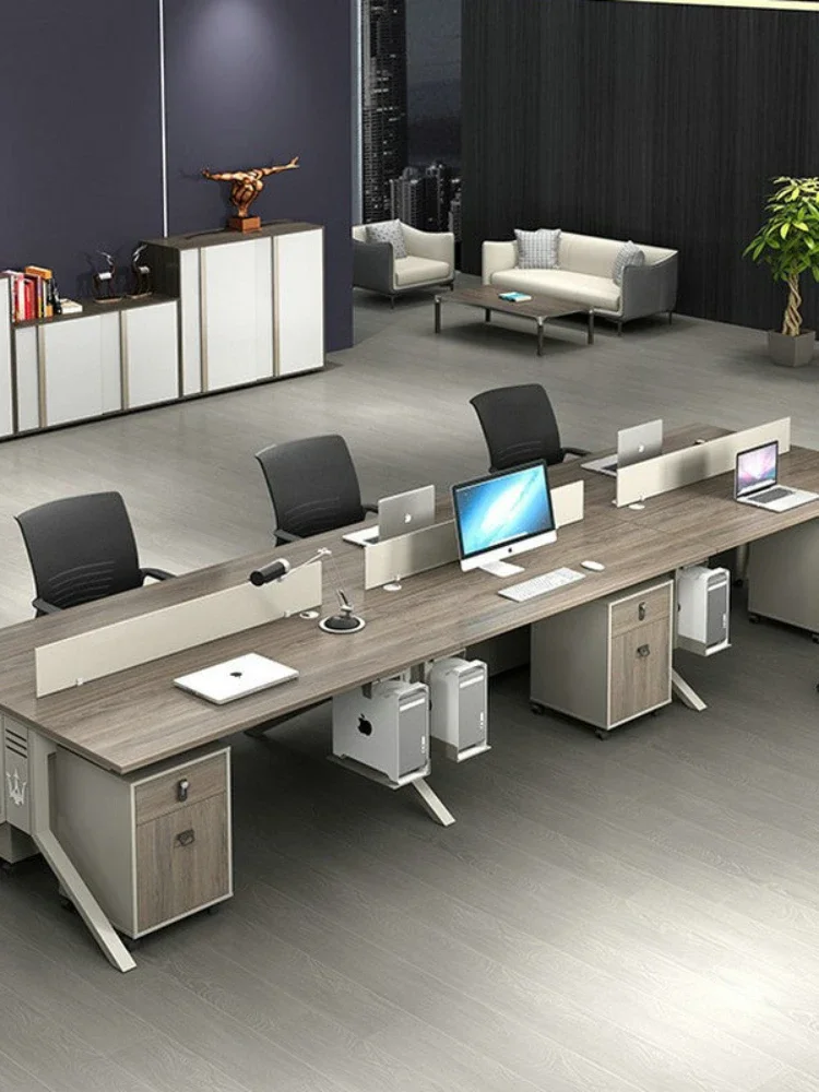 Office Finance Desk 4/6-Person Computer Desk with Screen Staff Table and Chair Combination